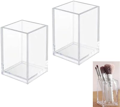 2 stuks - Bureau opbergdoos - Organizer voor make-upkwasten - Pennenhouder - Schrijfwaren organizer - Transparant - 10*6,5*6,5 cm - Geschikt voor kantoren, scholen en thuis - Geschikt voor pennen, stiften en tekenbenodigdheden