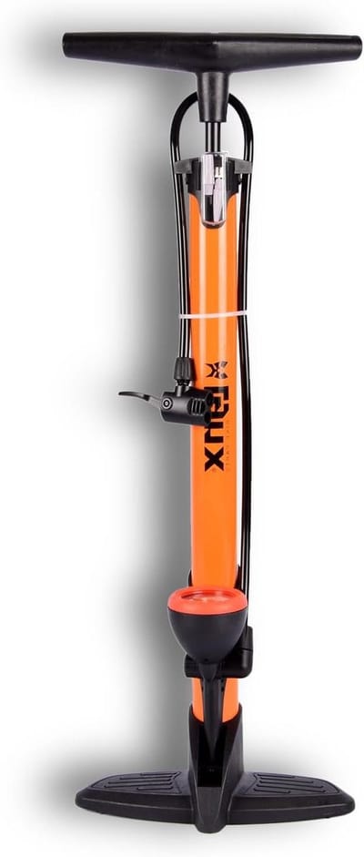 Fietspomp met Drukmeter - Vloerpomp Fiets - Banden Oppompen - Universele Ventielkop - 12 Bar - Oranje
