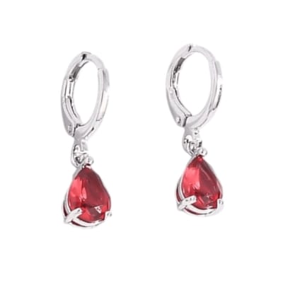 Aramat Jewels | Oorringen | Mini Oorringetjes voor Meisjes – Rood Zirkonia – 10mm | | | |2mm | Staal | Kinderen, Volwassenen | Verkleurd niet