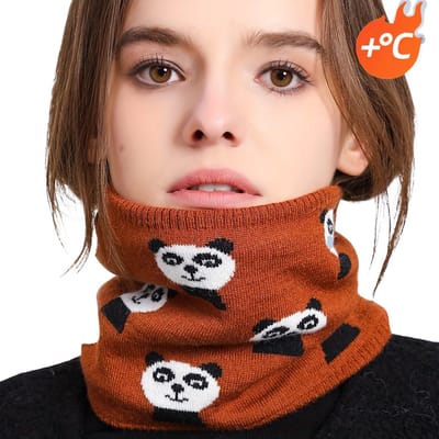 Livano Nekwarmer - Dames - Fleece - Motor - Bandana - Masker - Colsjaal - Sjaal - Gewatteerd - Winter - Fietsen - Panda - Koffie