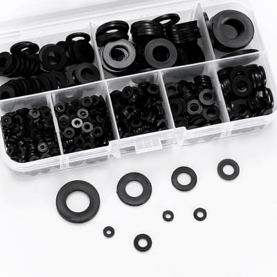 Famanu – Nylon sluitringen assortiment 650 stuks zwart kunststof M2 tot M10 isolerend