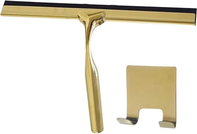 Zuiger voor Glas - Rafel Glasreiniger - Streeploos Reinigen - Roestvrij Staal Handvat - 25.7x17cm - Goud