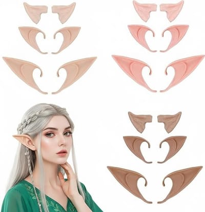 Elforen in 3 maten voor volwassenen en kinderen, gemaakt van zacht latex, perfect voor cosplay, Halloween en carnaval.
