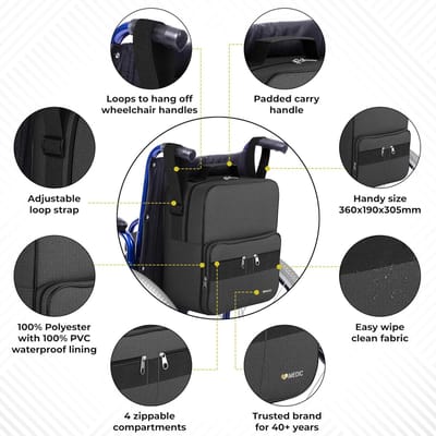 rolstoel opbergtas - Veilige opbergtas voor rolstoelen, mobiliteitshulp rolstoelaccessoires tas voor ouderen senioren