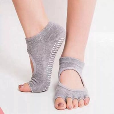 Finnacle - Open Toe, Open Instep, Anti-slip Sports Yoga Sokken - Maat: 34 - 39 (EUR) - Lichtgrijs