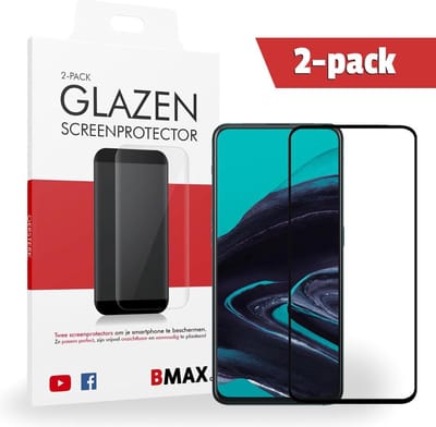 2-pack BMAX geschikt voor OPPO Reno 2 Screenprotector Full Cover Glas / Dekt het volledige scherm! / Beschermglas / Tempered Glass / Glasplaatje