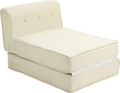 Slaapstoel - Uitklapbaar - Slaapbank - Logeerbed - Zetelbed - Slaapfauteuil - Vouwbed - 1 persoons - Zeer comfortabel - Crèmewit