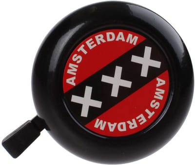 Falkx Amsterdam fietsbel - 50 mm - zwart/rood - duurzaam ontwerp - eenvoudig te monteren