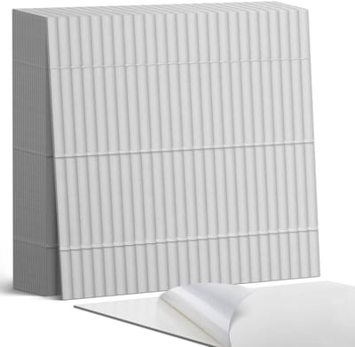 Coloray Plaktegels - Parallelle lijnen in de lay-out Zelfklevende Tegels - 20 cm x 20 cm - Wit Plaktegels - 20 stuks - Vierkant PVC Tegels - Plaktegels Badkamer - Plaktegels Vloer - Vinyl Tegels Zelfklevend - Wandtegel Zelfklevend