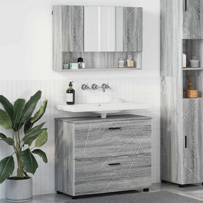 vidaXL - Badkamermeubel - Set - met - lade - met - plank - 2 - pcs - Grijs - Sonoma