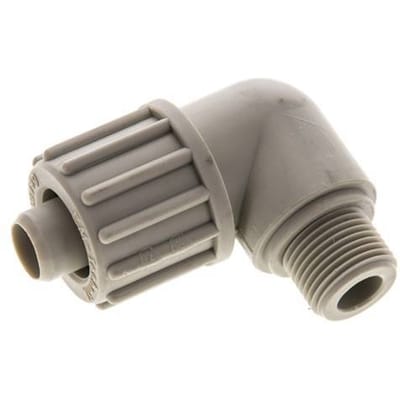 16x10mm & G3/8'' PP L-Vorm Knelfitting Buitendraad 10bar Kunststof en Polyamide