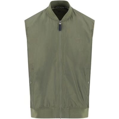 Fynch-Hatton Body-Warmer Solid Color Lightweight Dusty Olive / male