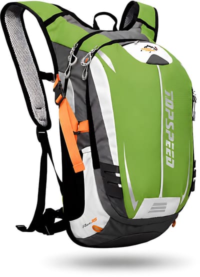 CarryQuest® - 18L Hydratatie Rugzak Zonder Waterzak - Waterafstotende Nylon Fietsrugzak met Reflecterende Strepen, Fluit, Flessenhouders & Rugventilatie - 45x24x15 cm - Groen