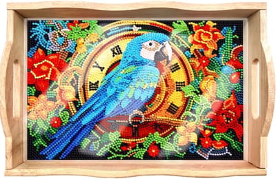 Dienblad 03 - Papegaai - Diamond painting - compleet pakket - Diamond painting by Wietske