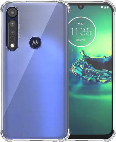 Telefoonhoesje Geschikt voor Motorola Moto G8 Plus Transparant - Shockproof TPU Siliconen Case met Stootrand Doorzichtig - Smartphonica geschikt voor Motorola Moto G8 Plus
