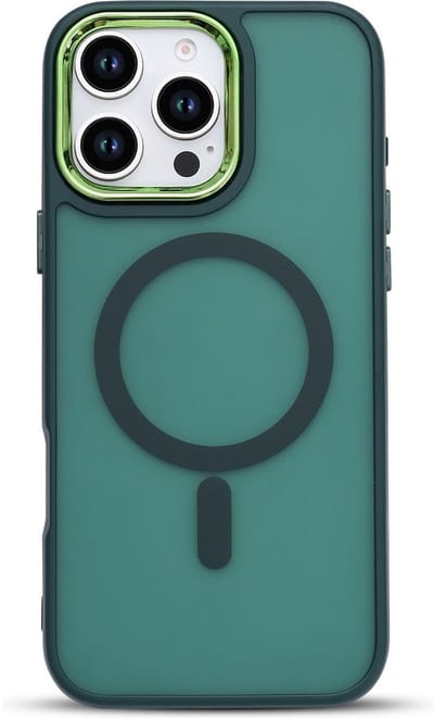 Matte magnetische hoes Geschikt voor: iPhone 16 Pro - Compatibel met MagSafe - Schokbestendige, Doorschijnende, Matte achterkant - Groen