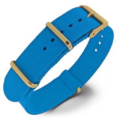 NATO Horlogeband G10 Military Nylon Strap - Lichtblauw - Goud Staal - 18mm
