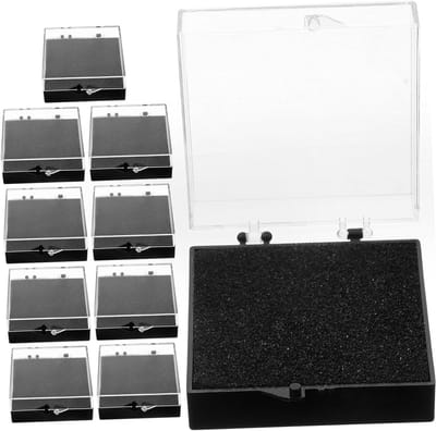 10-delige badge opbergdoos met zwarte spons, compacte displaybox voor pins, kristallen en sieraden, ideale organizer voor verzamelaars en hobbyisten