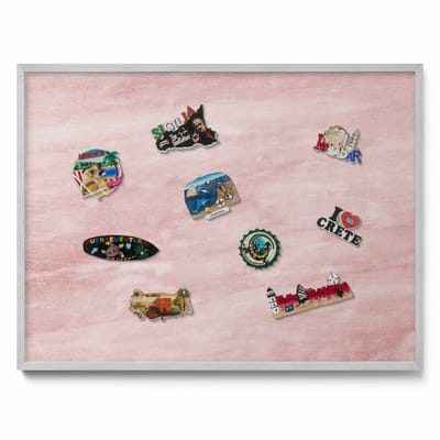 Tulup Magneetbord met Zilveren Frame - Roze Magnetisch Bord met Kleurvariaties - 80 cm x 60 cm - Pastelkleurige rotstextuur - Magnetisch Bord Muurbevestiging - Memobord voor Keuken - Magnetisch Wandbord