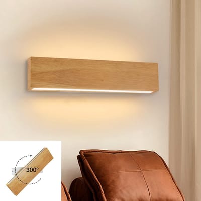 NETTLIFE LED Wandlamp binnen - hout - 32CM - 3000K - moderne hal lamp - op en neer ontwerp - 11W - voor Woonkamer | Slaapkamer | Trap | Bed | Keuken
