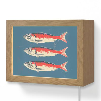 Wandlamp 20x15 cm - Oplaadbaar - Vissen - Rood - Blauw - Wandlampen binnen woonkamer - Slaapkamer lamp met kabel - Decoratieve nachtlamp - Vloerlamp snoer