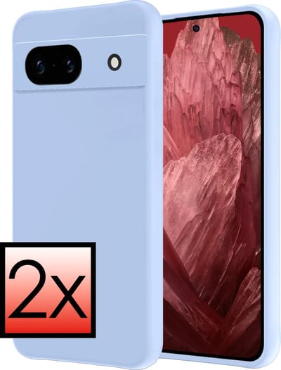 Hoesje - 2 Stuks - Geschikt voor Google Pixel 8a - Sterk & Shockproof - Case Siliconen - Back Cover - Telefoon Hoes - Lichtblauw