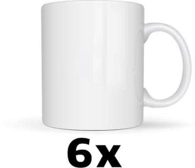 6x Witte Sublimatiemokken - Leuke Cadeau Ideeën - Bedrukbare Sublimatiemok - Geschikt voor Bedrukken - Hoogwaardige Kwaliteit - Leuke Cadeau Ideeën - Vaatwasser- Perfect voor Sublimatie - 325ml