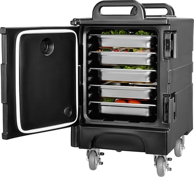 Geïsoleerde Voedselcontainer, Capaciteit 81 Qt, Warmhoudbox met Dubbele Gespen, Voedselwarmer met Voorlader, Stapelbare Eindlader met Wielen en Handgrepen voor Catering, Restaurants