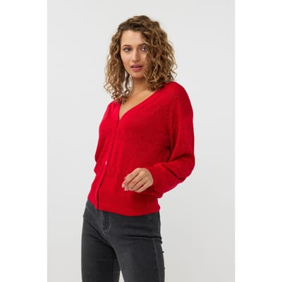 EsQualo Cardigan S/slv Lurex Red Größe: S | Jacken Outlet | Damen | Rot