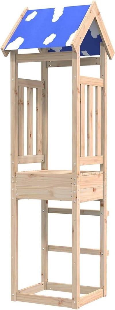 Speeltoren Hout - Speelhuis - Buiten Spelen - Met Glijbaan Schommel - 208 cm - Bruin