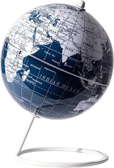 Wereldbol - Educatieve Aarde - Decoratie Kantoor - 360 Graden Rotatie - 14 cm Diameter - Blauw