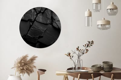 WallCircle - Wandcirkel - Muurcirkel - Zwart - Stenen - Rots - Aluminium - Dibond - 90x90 cm - Binnen en Buiten