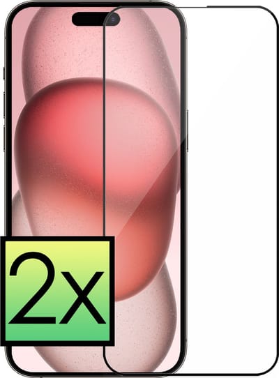 Screenprotector - 2 Stuks - Geschikt voor Apple iPhone 15 - Full Cover - Beschermglas - Gehard Glas - Tempered Glass - Screen Protector