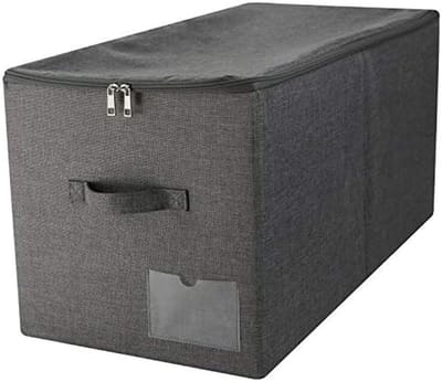 Opbergmanden - Kledingbox Dekens - Kast Organiseren - Stoffen met Rits - 60 Liter - Zwart Grijs