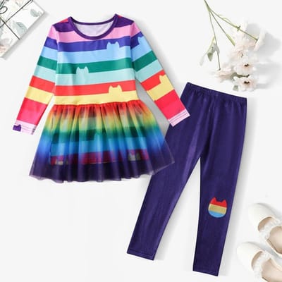 Gabby Poppenhuis Cartoon Kinderen Zwart-Wit Streep T-shirt+Rok+Tas Sets Kinderen Carnaval Gabby Katten Kostuum Feest Outfits 8J 140(7-8T)&Gabby Dollhouse blue