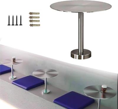 Ronde Bijzettafel - Wandtafel - Kleine Ruimtes - Wandbevestigd Ontwerp - 35cm - Zilver