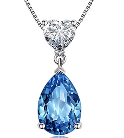 N3 Collecties 925 Zilveren Hanger Ketting Met Blauw Zirkoon Voor Vrouwen