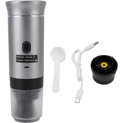 Draagbare Elektrische Koffiezetapparaat 120ml 304 Roestvrij Staal Automatische Verwarming Reis Koffiemachine gray