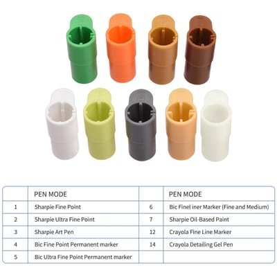 9 Stuks Pen Adapter Set Markerhouder Vervanging voor Sharpie Bic Crayola Compatibel met Explore Air 3 Air 2 Air Maker brown