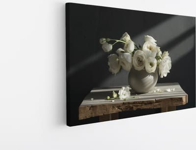 Saammp Canvas Schilderij - Bloemen in een vaas in zonsopgang - Natuur - 45x30 - Foto op canvas - Wanddecoratie - Muurdecoratie Woonkamer - Kantoor Decoratie