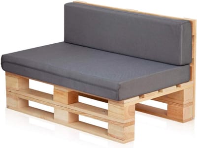 Palletbank met Kussens - Houten Loungebank - Buiten Zitten - Antibactériële Behandeling - 120 x 60 cm - Grijs