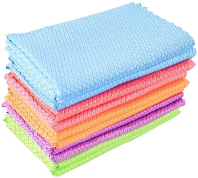 Dailygoods- Microvezeldoeken 10 stuks - Visschubbendoeken - Nano-streepvrij - 25 x 25 cm - Voor glas, keuken, auto - Microvezel-polyesterweefsel - Reinigingsdoeken