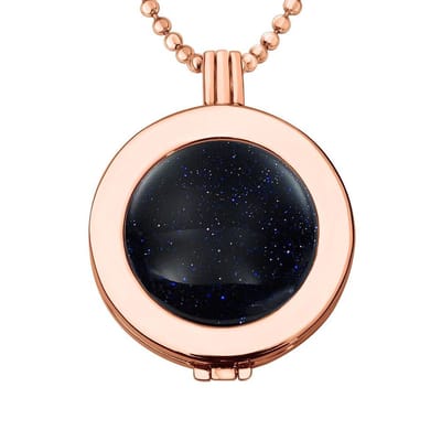 Munthouder met Ketting en Munt 33mm Cat's Eye Space Zwart - Rosegoudkleurig - ERHS932
