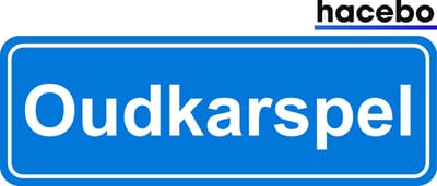 Hacebo - Plaatsnaam Sticker - 29x10 CM - Oudkarspel sticker - Verkeersborden sticker - grappige cadeaus - Oudkarspel