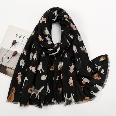 Chien Teckel Motif Chat Franges Viscose Châle Foulard Femmes Imprimé Doux Polyvalent Protection Contre le Froid Écharpes Et Châles Pashmina Hijab Musulman