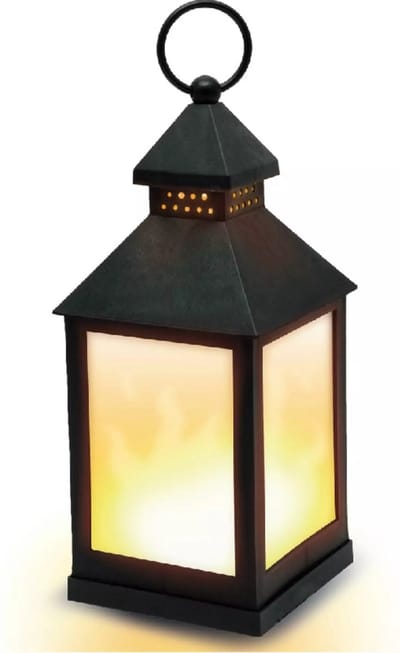 Benson Sfeervolle LED lantaarn - realistisch vlam effect - veilig en rookvrij - 24 cm - zwart kunststof