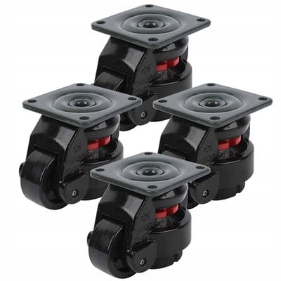 Nivellette wielen met spindel M10, 4x 125kg per wiel, nylon
