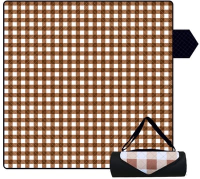 Fuegobird- Picknickdeken-200 x 200 cm-Stranddeken- Opvouwbare campingdeken- Waterdicht- Zanddichte picknickmat- Draagbare tuin-strandmat- Machinewasbaar- voor kamperen- Tuin- Park- Strand-geschikt voor kinderen's kruipdeken (Bruin)