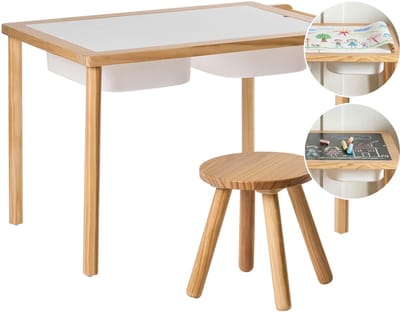 KEMPSEY - Kindertafel en stoel set - Lichtbruin - Dennenhout