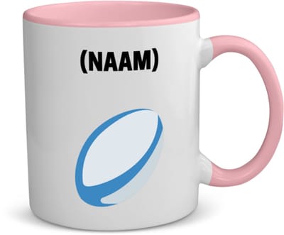 Akyol - rugby met eigen naam koffiemok - theemok - roze - Rugby - rugbyer - sport - 350 ML inhoud
